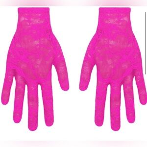 SKIMS Stretch Lace Gloves NWT Neon Pink Fuchsia 🔥 Limited Edition Sold Out